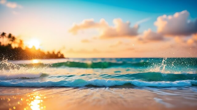 Blurred Tropical Beach Background: Ideal for Summer Vacation Promotion