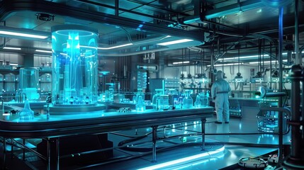 Futuristic High Tech Development science Laboratory room. AI generated image