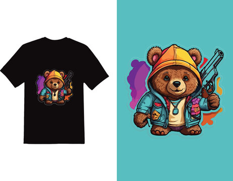 Striker and Catun illustration designs on solid color