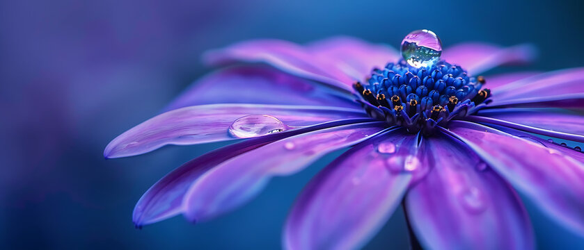 This captivating image features a close-up view of a vibrant purple flower.