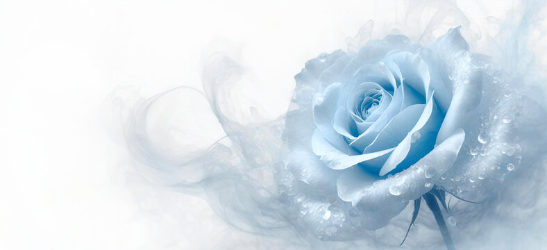 Macro del fiore della rosa blu. Sfondo floreale bianco