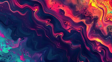 Dynamic abstract wave pattern background with grainy texture, vibrant contrasting paint mixed art backdrop