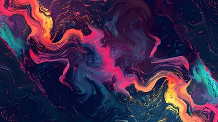 Dynamic abstract wave pattern background with grainy texture, vibrant contrasting paint mixed art backdrop