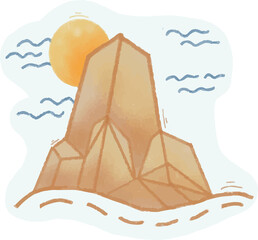 illustration of a desert mountain red rocks