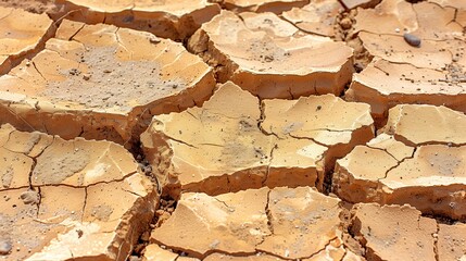 Desolate Terrain: Cracked Drought Soil Texture in Barren Landscape