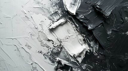 Dynamic interplay of black and white paint, showcasing a textured abstract composition, perfect for artistic backdrops