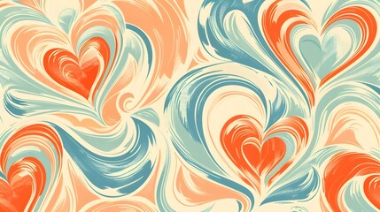 Whirling hearts come alive in a retro-style print, forming a seamless pattern that exudes love and...