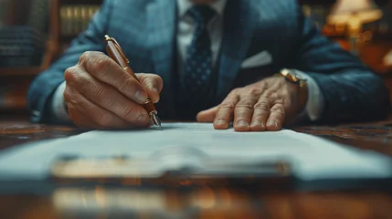 Fotobehang Businessman signing documents in office © Ruslan