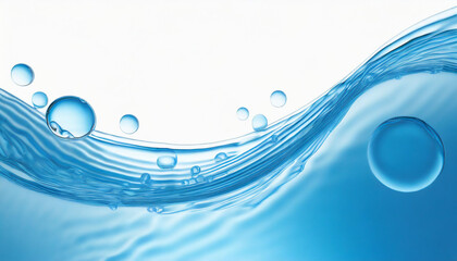 Abstract Photo: Close-Up of Air Bubbles in Clear, Light Blue Water Waves (Background, Banner,...