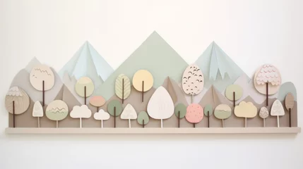 Printed roller blinds Mountains Minimalist paper cut mountains fog dawn pastel palette paper cut paper art minimal cute