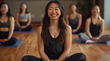 Woman is practicing yoga