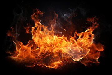 Fototapeta na wymiar Fire flames on black background