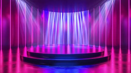 A stage filled with numerous bright lights, illuminating the space for a performance or event.
