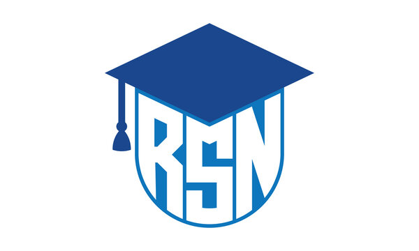 RSN initial letter academic logo design vector template. school college logo, university logo, graduation cap logo, institute logo, educational logo, library logo, teaching logo, book shop, varsity