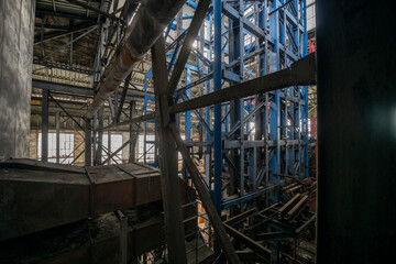 Old historic industrial abandoned coal mine in Silesia, Poland, Europe