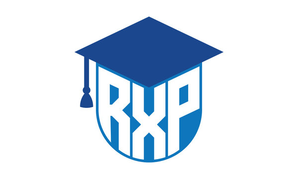 RXP initial letter academic logo design vector template. school college logo, university logo, graduation cap logo, institute logo, educational logo, library logo, teaching logo, book shop, varsity