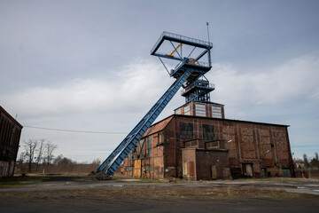 Old historic industrial abandoned coal mine in Silesia, Poland, Europe