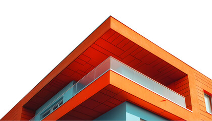 orange building with roof on white transparent background