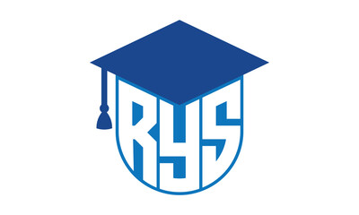 RYS initial letter academic logo design vector template. school college logo, university logo, graduation cap logo, institute logo, educational logo, library logo, teaching logo, book shop, varsity