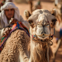 Close-Up of a Camel on a Desert Safari with Bedouin Guide