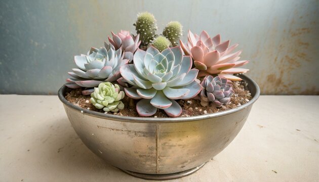 アンティークな器に植えられた多肉植物