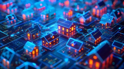 Obraz premium Stylized 3D render of property value and real estate online offers concept