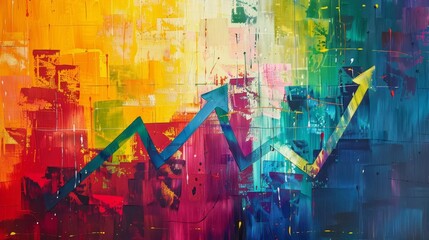 Vibrant oil painting depicting SEO search engine optimization and website traffic growth - obrazy, fototapety, plakaty