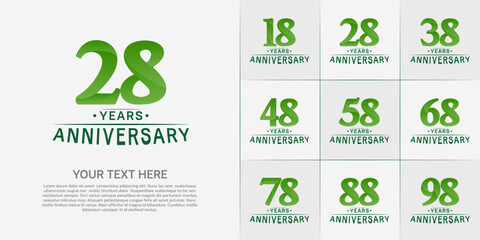 Set of Anniversary Logotype green color can be use for special day celebration