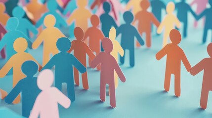 Paper people cutouts coming together, community and friendship concept illustration