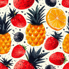 Seamless Berry Medley fruit Pattern