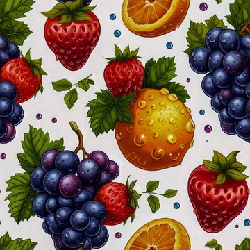 Seamless Berry Medley fruit Pattern