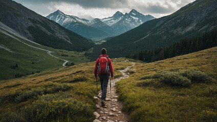 Fototapeta premium Hiker in the Mountains 