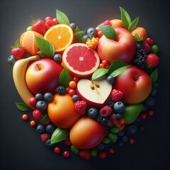 Naklejka na ściany i meble human heart shaoe made with healthy fruits