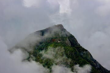 fog in the mountains near MachuPicchu Peru