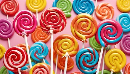 Fototapeta na wymiar Whimsical And Colorful Pop Art Lollipop Vibrant S Upscaled 2