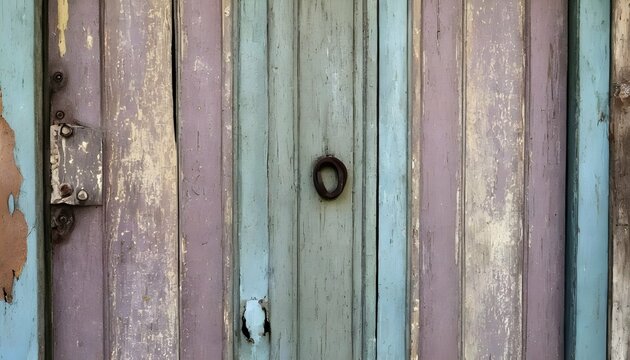 Weathered Worn Out Wooden Door With Peeling Paint