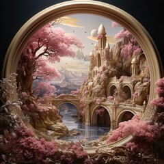 Creation of a paradisiacal world with pastel landscapes - obrazy, fototapety, plakaty