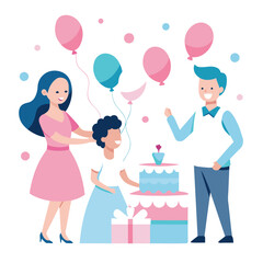Gender Reveal Party Vector Illustration