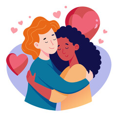 World Hugging Day Vector Illustration