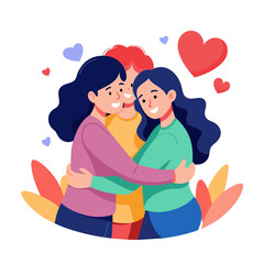 World Hugging Day Vector Illustration
