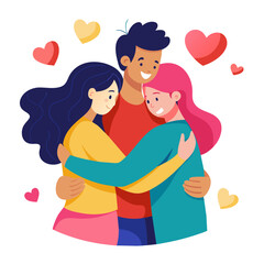 World Hugging Day Vector Illustration