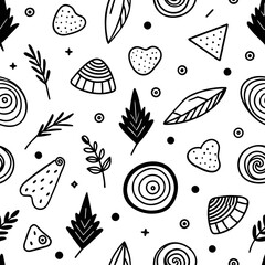 seamless pattern with shells and stars