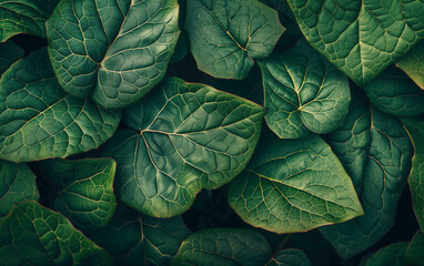 Fototapeta premium Close up of green leaves texture background. Natural background and wallpaper.