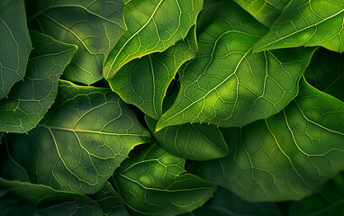 Fototapeta premium Close up of green leaves texture background. Natural background and wallpaper.
