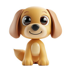 Fototapeta premium Cute little puppy dog. Creative minimal 3d style. Isolated white background. Transparent background