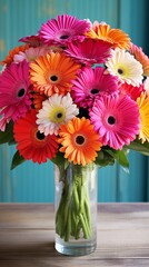 colorful gerber flowers in vase