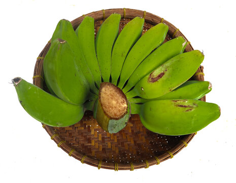 Raw Kepok Banana (Pisang Kepok) isolated on white background