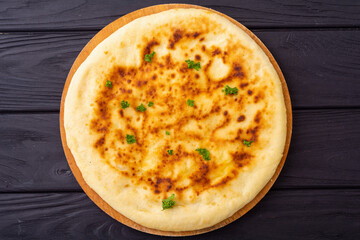 Homemade khachapuri bread with cheese
