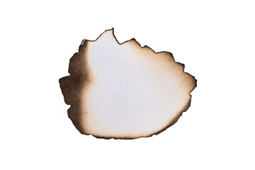Burnt paper edge and black ash isolated on white background.	
