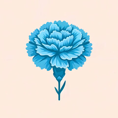 一本のカーネーションの花。青いカーネーションの切り花のイラスト